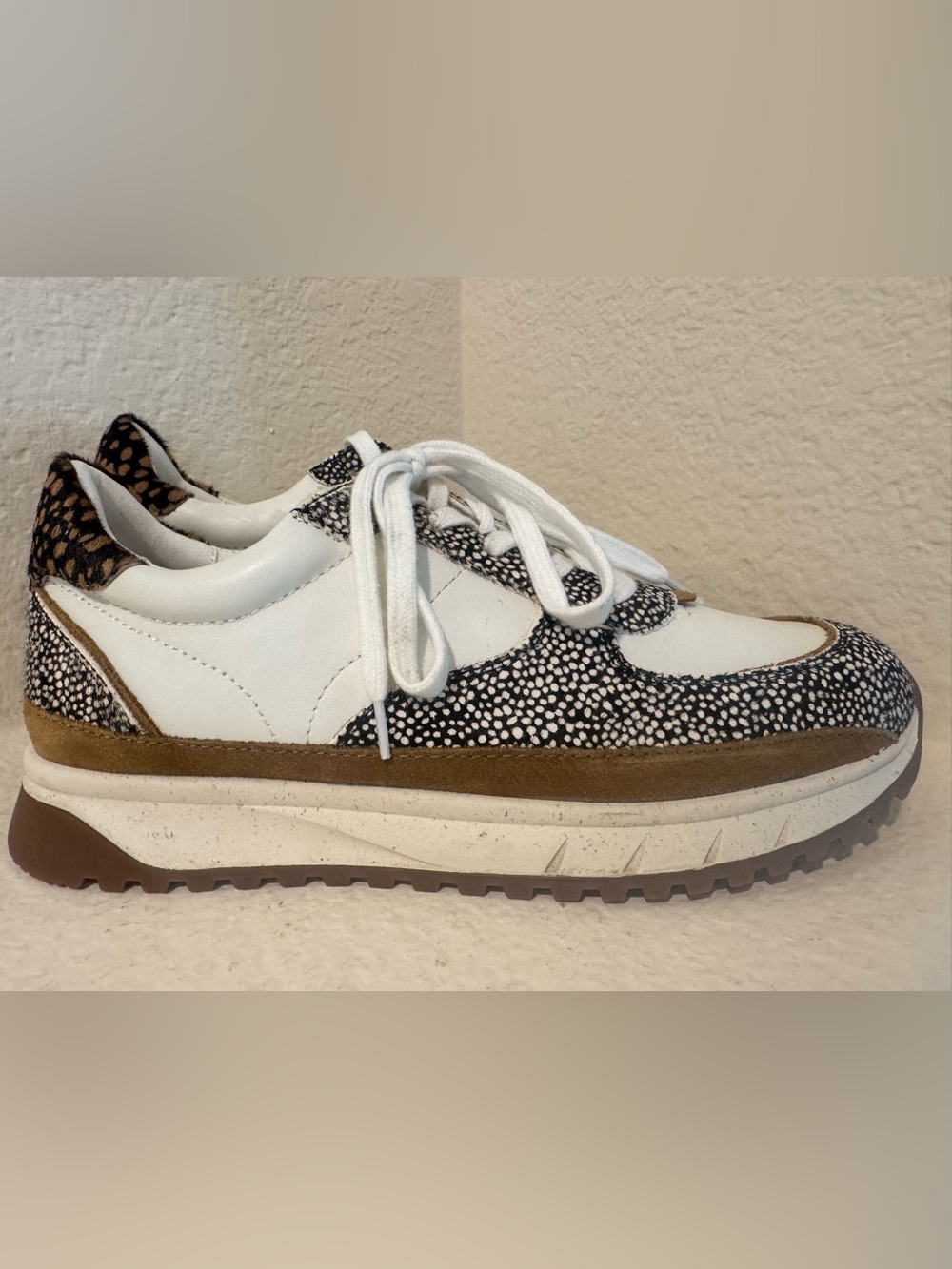 Madewell Kickoff Leather Calf Hair Trainer Sneaker Size 9.5 Like New